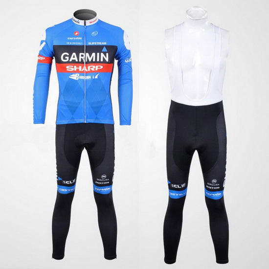 2012 Maillot Garmin Tirantes Mangas Largas celeste